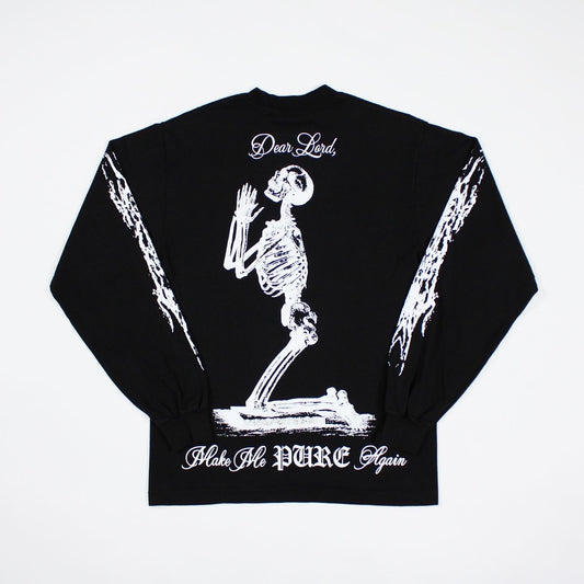 Pain Is Pure 'Pure' Praying Skeleton L/S Tee Black/Whtie