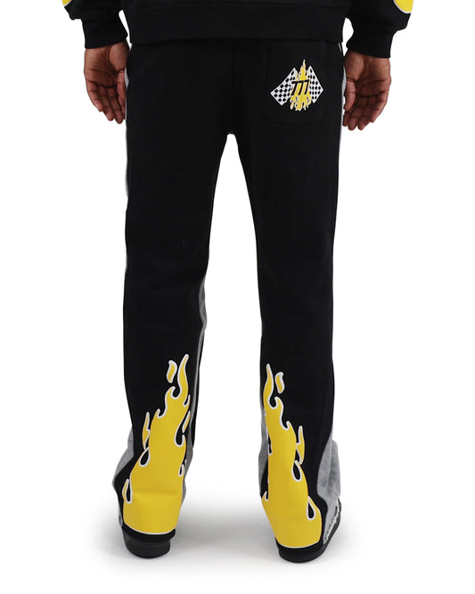 EVOL All Gas No Breaks Flare Fleece Bottoms Black/Yellow