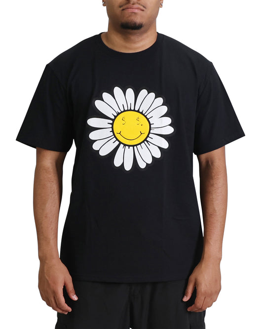 EVOL F*CK PEACE FLOWER TEE BLACK AND YELLOW