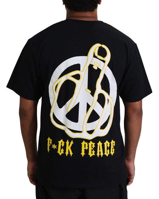 EVOL F*CK PEACE FLOWER TEE BLACK AND YELLOW