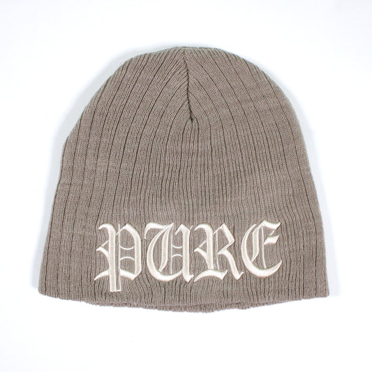 Pain Is Pure 'Pure' Logo Ribbed Beanie Tan/Cream