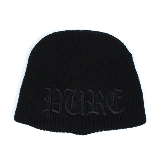 Pain Is Pure 'Pure' Logo Textured Beanie Black/Black