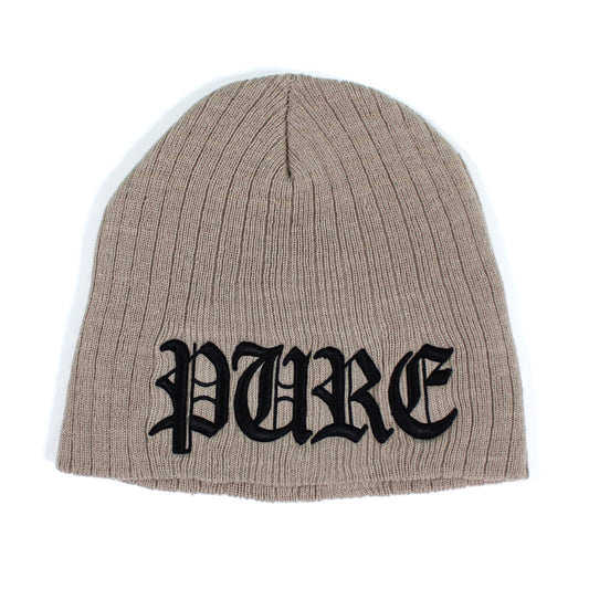 Pain Is Pure 'Pure' Logo Ribbed Beanie Tan/Black
