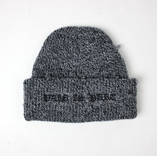Pain Is Pure 'Pure' Logo Hand-Distressed Folded Beanie Black/White