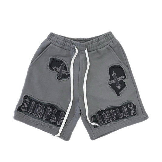EVOL+VE From Simple to Complex Distressed Shorts Grey/Black