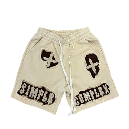 EVOL+VE From Simple to Complex Distressed Shorts Cream/Brown