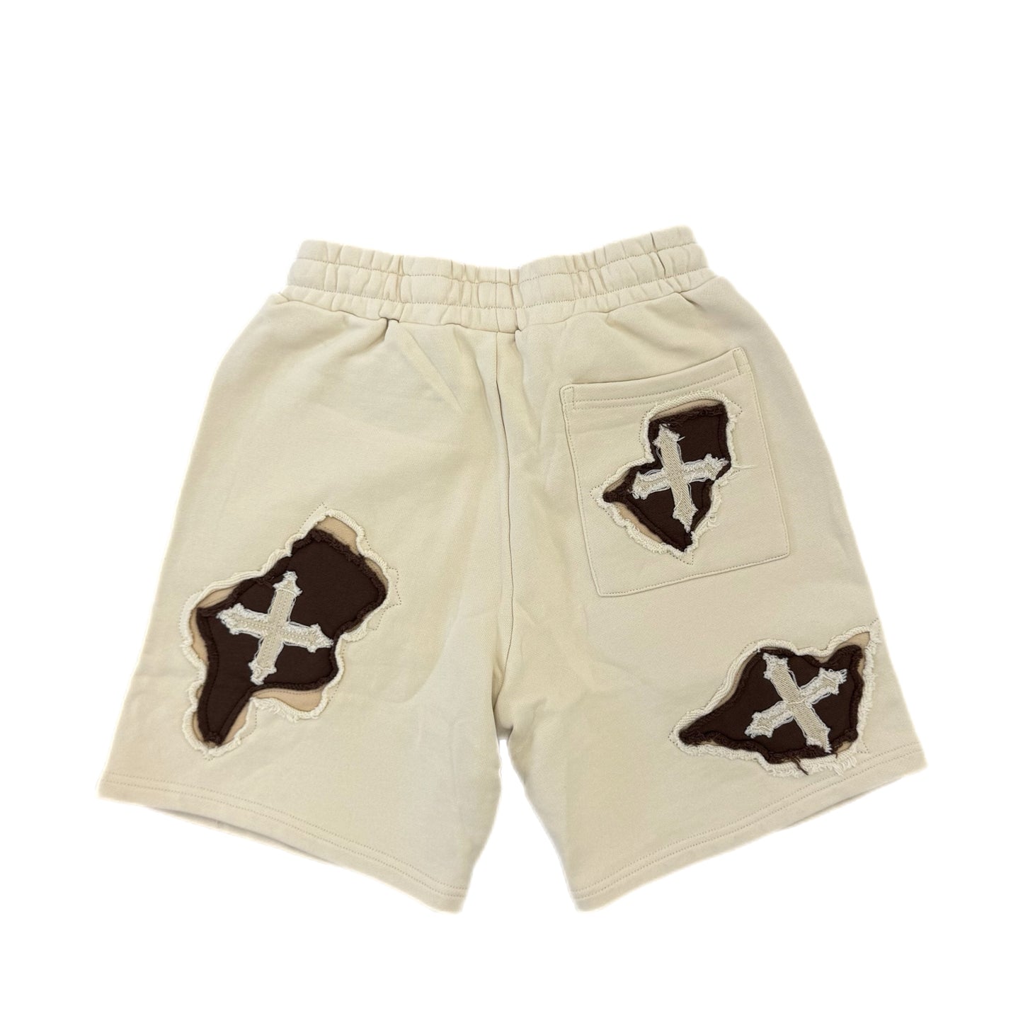 EVOL+VE From Simple to Complex Distressed Shorts Cream/Brown