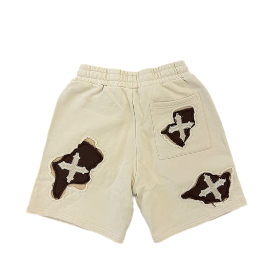 EVOL+VE From Simple to Complex Distressed Shorts Cream/Brown