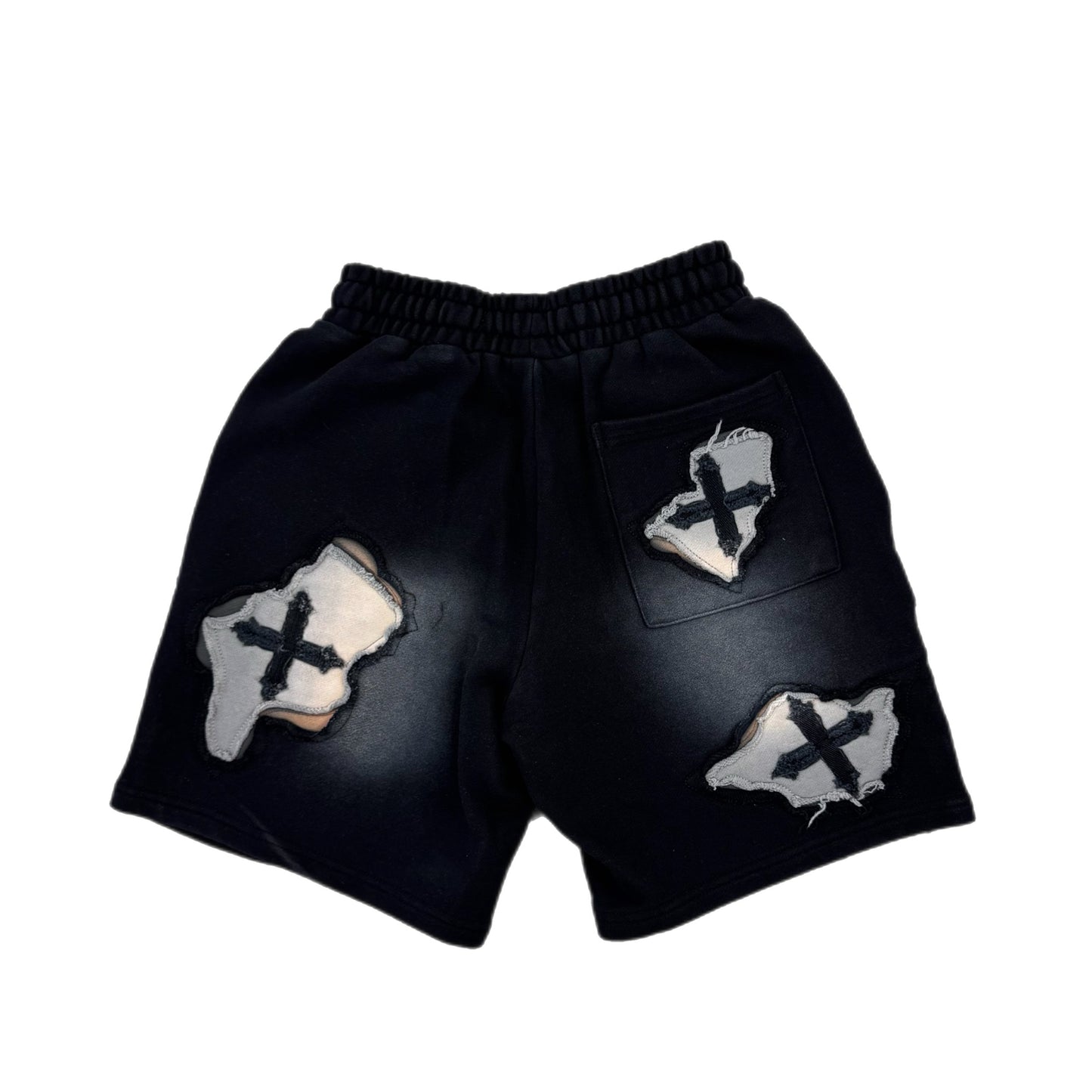 EVOL+VE From Simple to Complex Distressed Shorts Washed Black