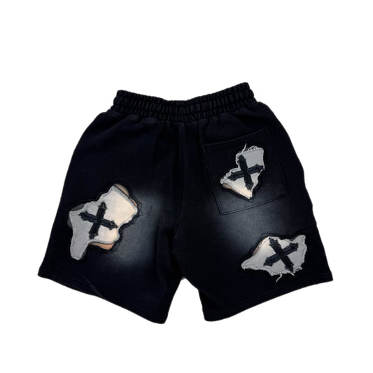EVOL+VE From Simple to Complex Distressed Shorts Washed Black