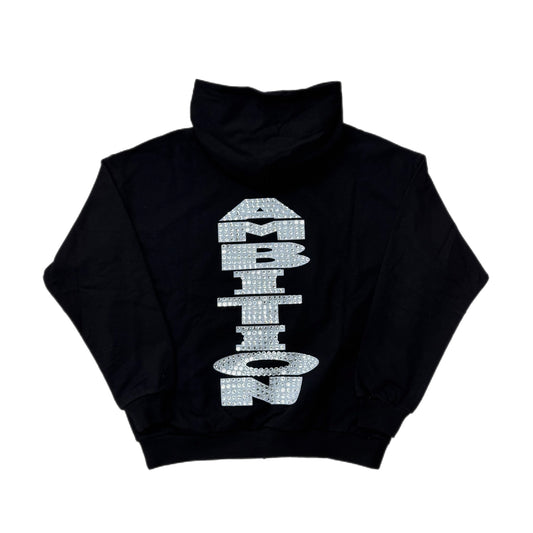 Lonely Nights Ambition Rhinestone Hoodie Black