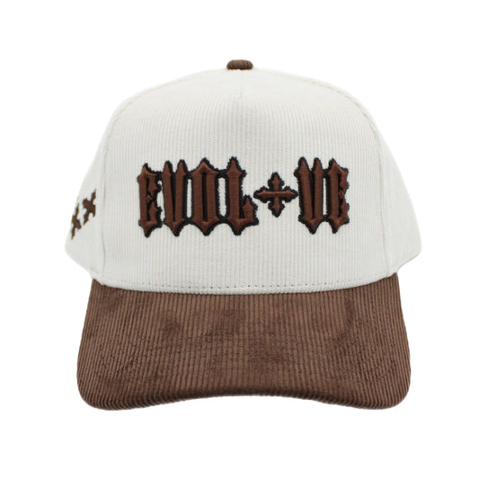 EVOL + VE CORDUROY TRUCKER HAT BROWN/CREAM