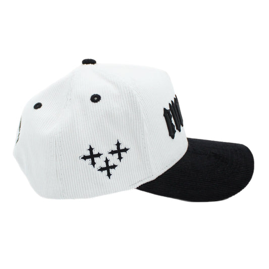 EVOL + VE CORDUROY TRUCKER HAT WHITE/BLACK