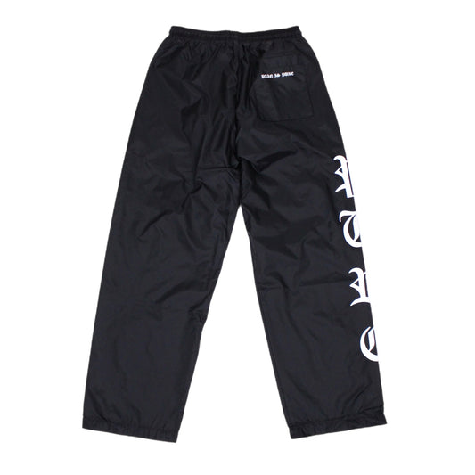 PAIN IS PURE 'PURE' SIDE LOGO SKULL NYLON PANTS BLACK/WHITE