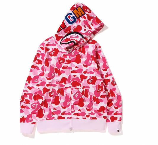 BAPE Big ABC Camo Shark Full Zip Hoodie Pink