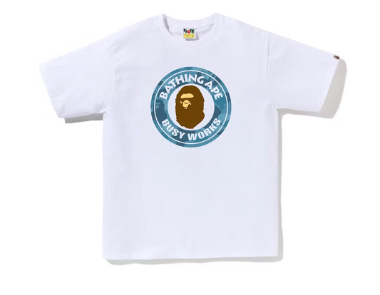 BAPE Honeycomb Camo Busy Works Tee White/Blue