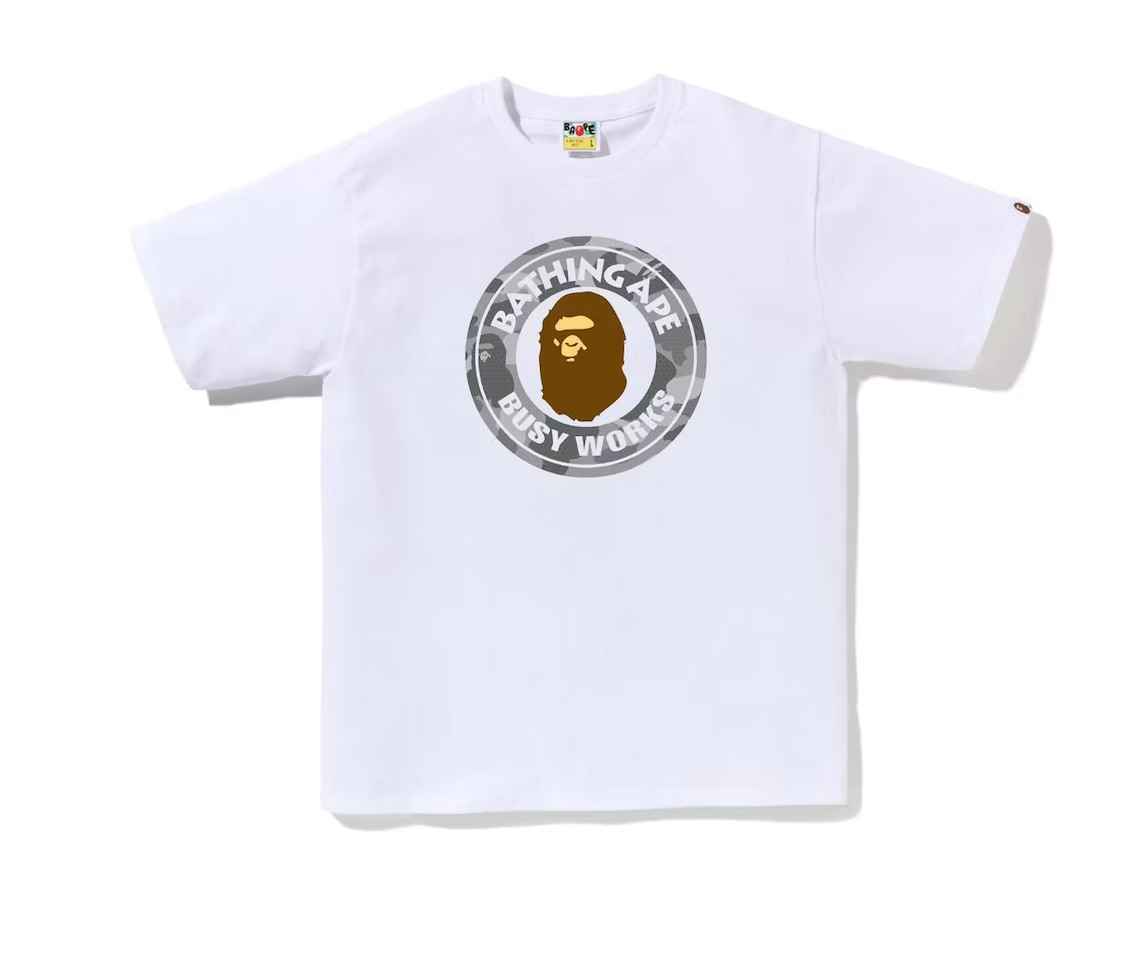BAPE Honeycomb Camo Busy Works Tee White/Grey