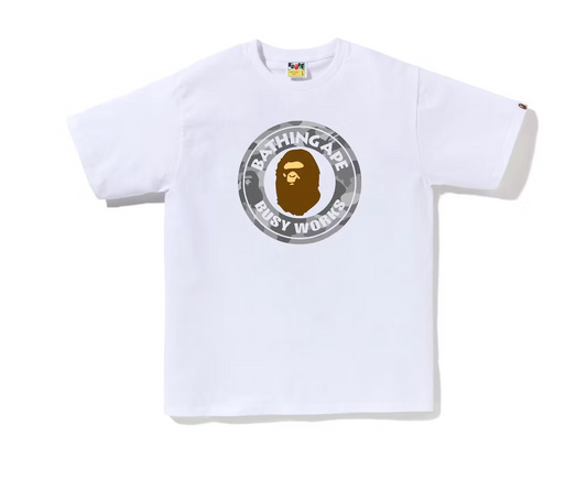 BAPE Honeycomb Camo Busy Works Tee White/Grey
