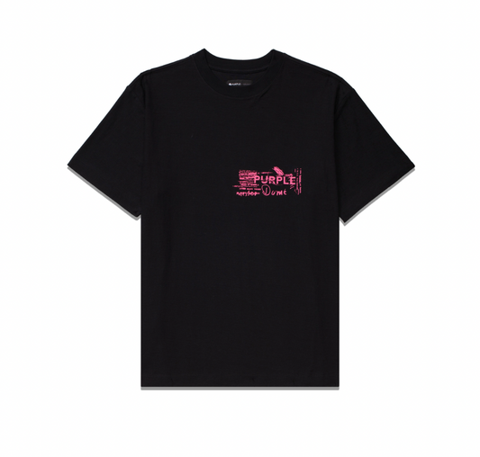 Purple Brand Grafitti Newsletter Textured Jersey Ss Tee Black/Pink