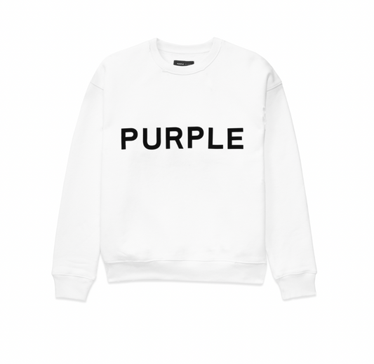 Purple Brand Hwt Fleece Crewneck White/Black