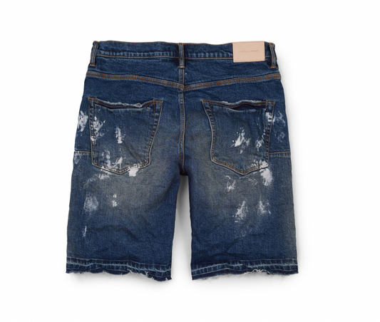 Purple Brand Vintage Mid Indigo Torn Relaxed Shorts