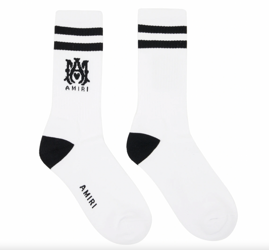 AMIRI White & Black Ribbed M.A. Socks