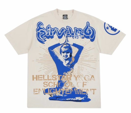 Hellstar Studios Yoga Short Sleeve Tee Shirt Cream
