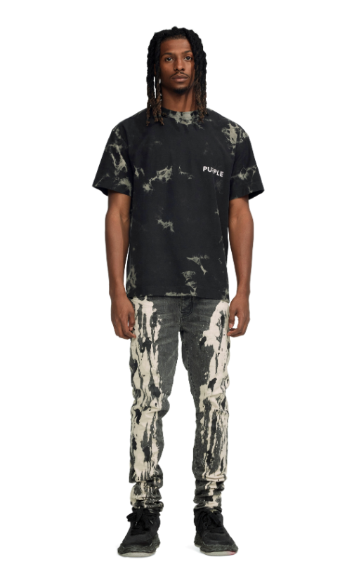 Purple Brand Textured Jersey Ss Tee Black Beauty Tye Dye