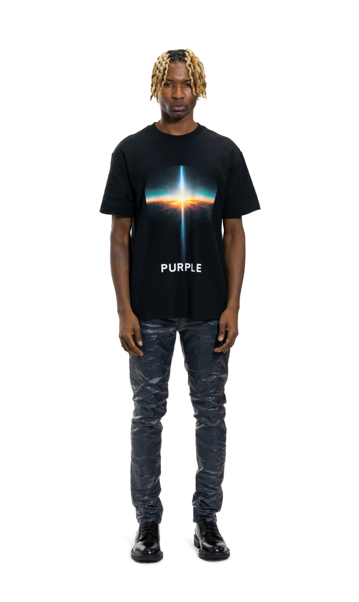 Purple Brand Beam of Light Textured Jersey Ss Tee