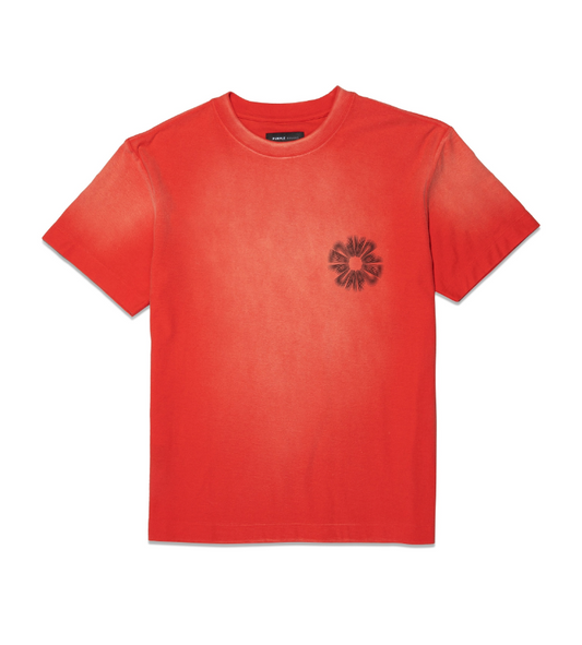 Purple Brand Sun Faded Circle Logo Textured Jersey Ss Tee Red