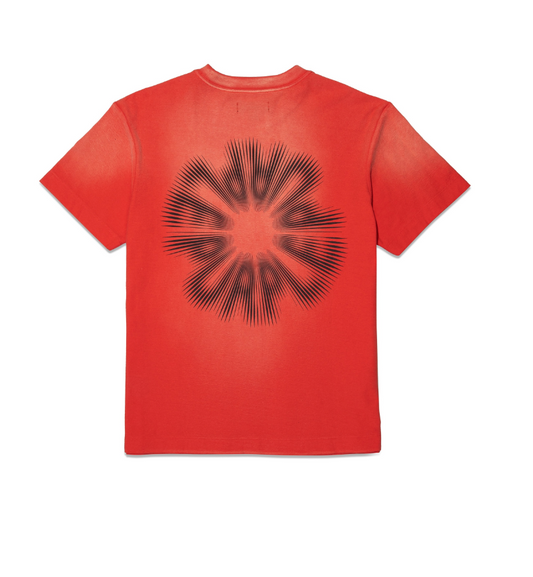 Purple Brand Sun Faded Circle Logo Textured Jersey Ss Tee Red