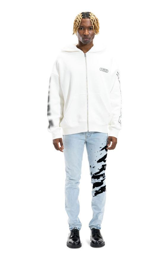 Purple Brand Hwt Fleece Full Zip Hoody (White)