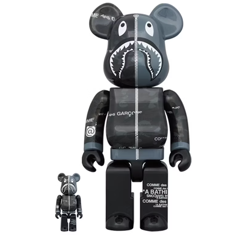 Bearbrick x BAPE x Comme des Garcons Camo Shark 100% & 400% Set