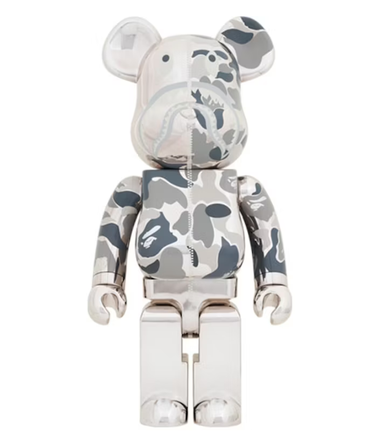 Bearbrick x BAPE Camo Shark 1000% Silver