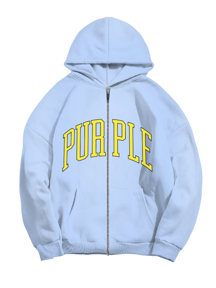 Purple Brand Hwt Fleece Full Zip Hoody Blue and Yellow – Upper Level 916