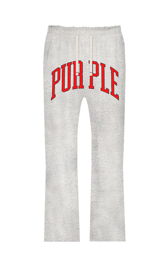Purple Brand Hwt Fleece Flared Pant Grey and red