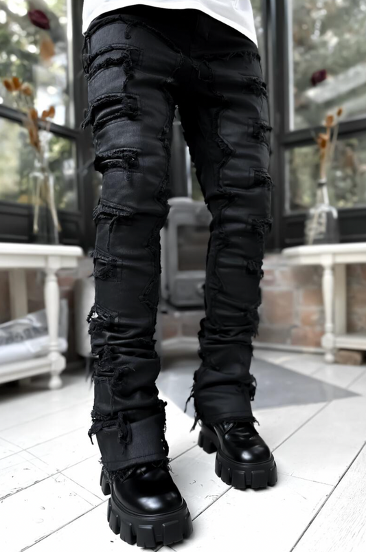 GUAPI Obsidian Black Waxed Stacked Denim
