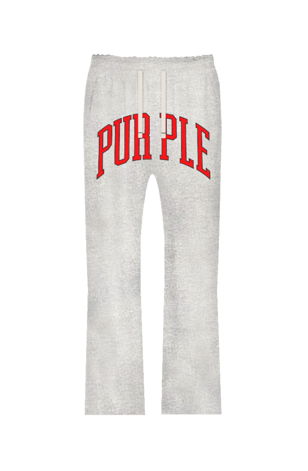Purple Brand Hwt Fleece Flared Pant Grey and red
