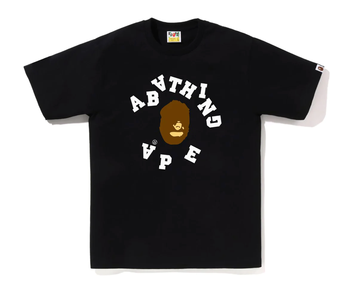 BAPE BROKEN COLLEGE TEE BLACK