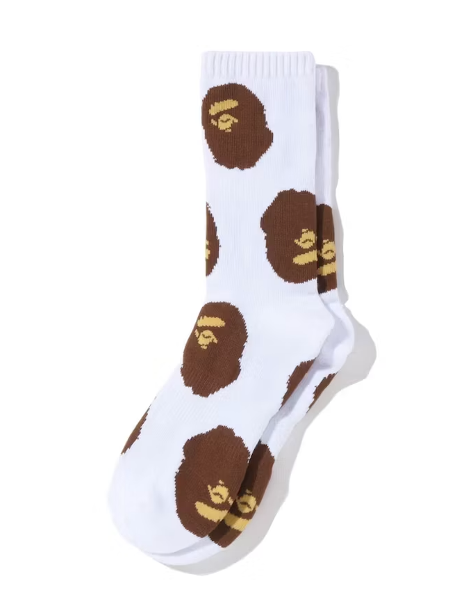 BAPE Ape Head Pattern Socks White