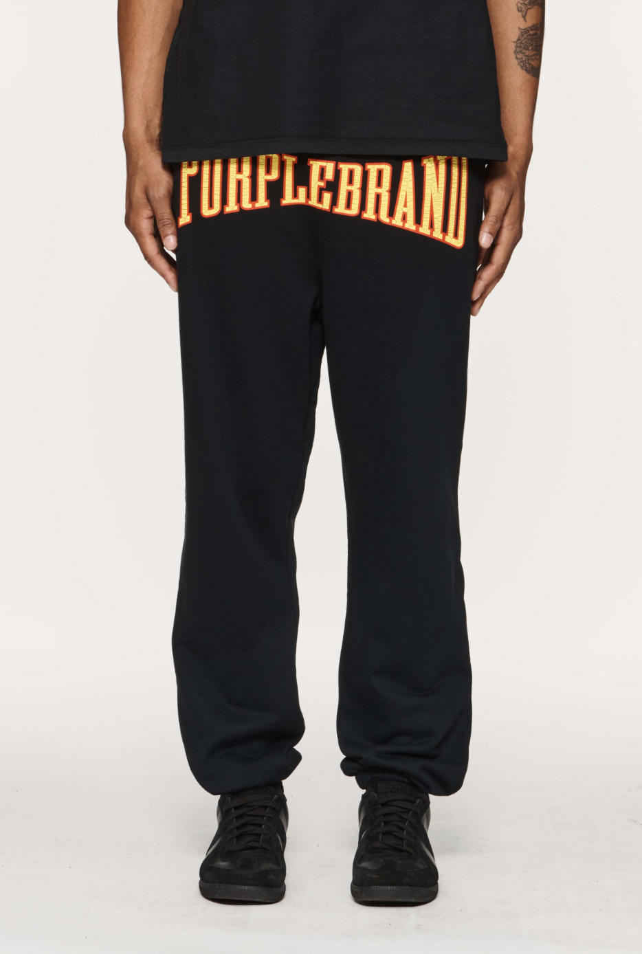 Purple Brand Mwt Fleece Sweatpant Black/Yellow