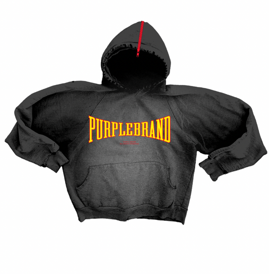 Purple Brand Mwt Fleece Curved Logo Po Hoody Black/Yellow
