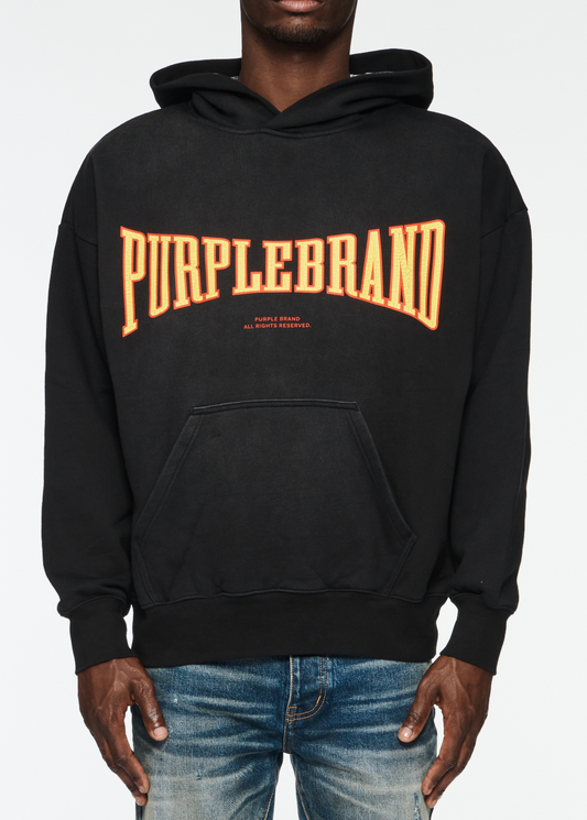 Purple Brand Mwt Fleece Curved Logo Po Hoody Black/Yellow