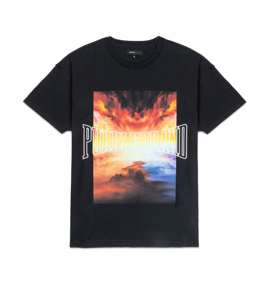 Purple Brand Textured Inside Out Curved Logo Art Print Tee