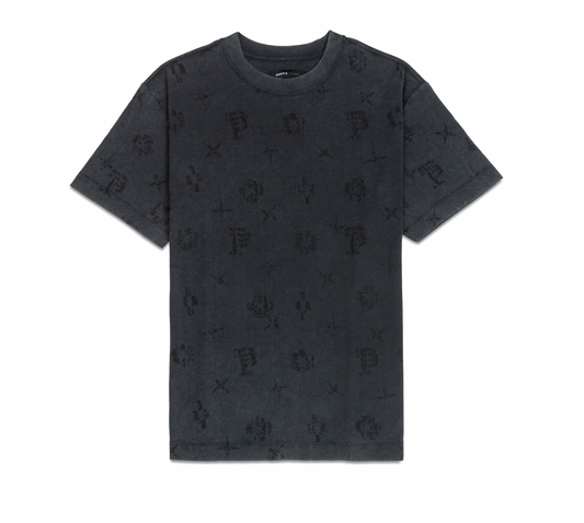 Purple Brand All Over Monogram Textured Jersey Ss Tee Black/Black
