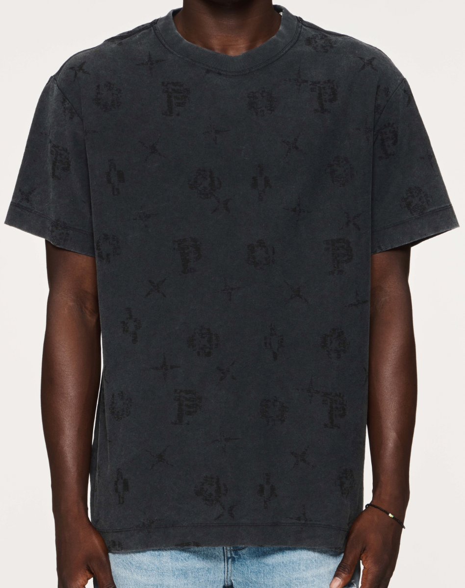 Purple Brand All Over Monogram Textured Jersey Ss Tee Black/Black