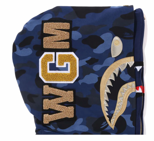 BAPE COLOR CAMO DOUBLE SHARK FULL ZIP HOODIE NAVY