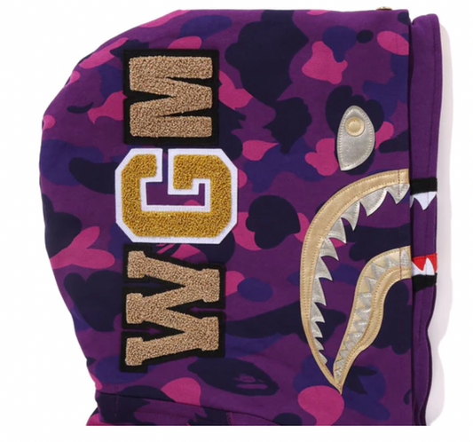 BAPE COLOR CAMO DOUBLE SHARK FULL ZIP HOODIE PURPLE