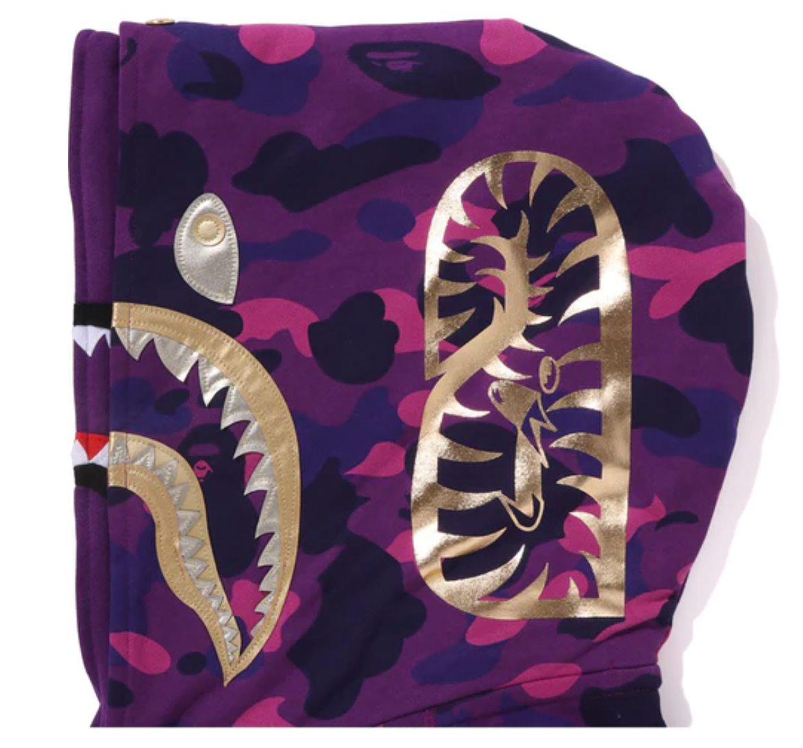 BAPE COLOR CAMO DOUBLE SHARK FULL ZIP HOODIE PURPLE