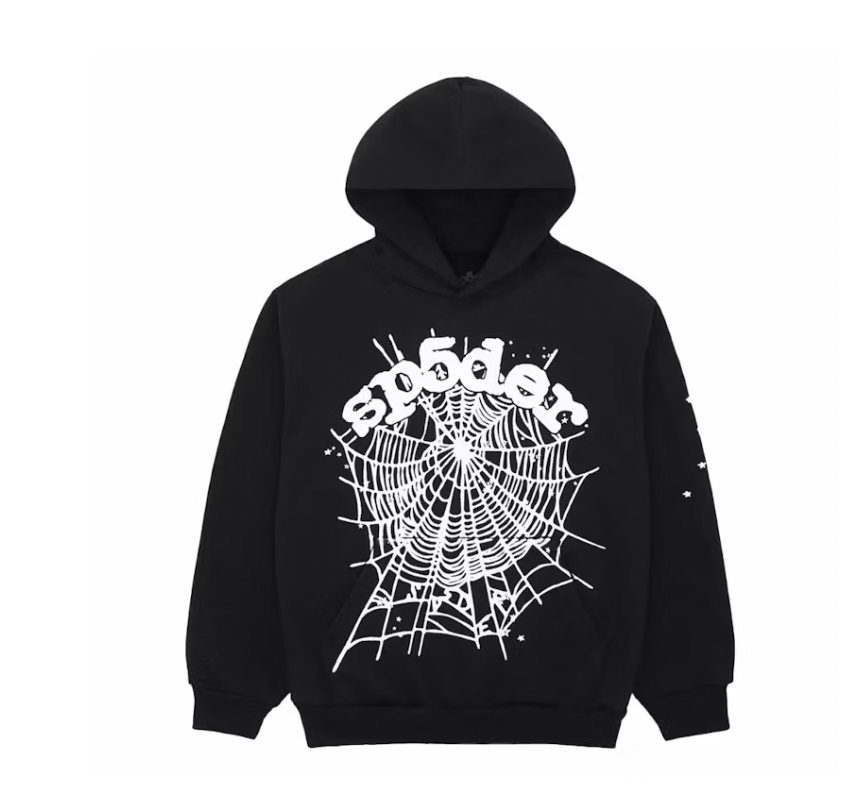 Sp5der OG Web Hoodie Black and White